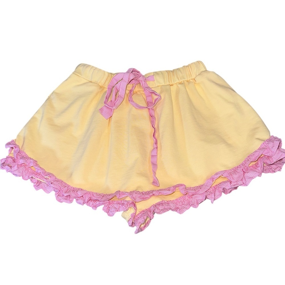 Peach Love California Ruffle Lounge Skort Yellow‎ Pink Gingham Coquette Small